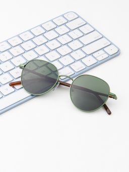 TED SMITH - Unisex Round Metal Green Sunglasses With Polarized Lenses-OLIVER_C3