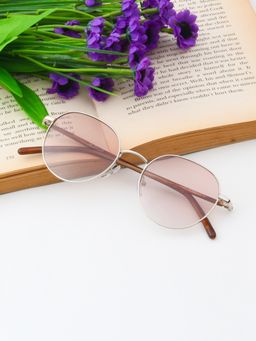 TED SMITH - Unisex Round Metal Silver-Brown Graded Sunglasses With Polarized Lenses-OLIVER_C4