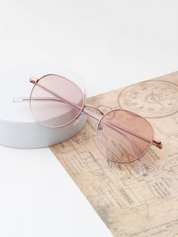 TED SMITH - Unisex Round Metal Rose Gold-Brown Graded Sunglasses With Polarized Lenses-OLIVER_C6