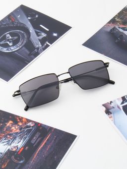 TED SMITH - Unisex Rectangle Metal Black Sunglasses With Polarized Lenses-PARKER 3.0_C1