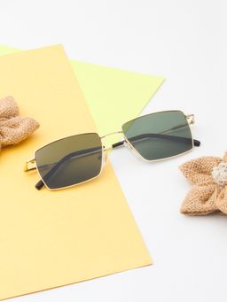 TED SMITH - Unisex Rectangle Metal Gold-Green Sunglasses With Polarized Lenses-PARKER 3.0_C4