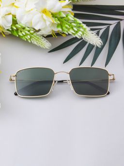TED SMITH - Unisex Rectangle Metal Gold-Green Sunglasses With Polarized Lenses-ROLAND_C4