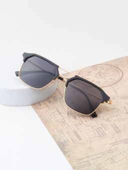 TED SMITH - Unisex Clubmaster Metal Gold-Black Sunglasses With Polarized Lenses-SHELBY_C1