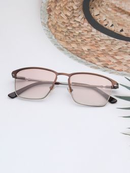 TED SMITH - Unisex Pink Lens & Brown Browline Sunglasses -SUN-ALICE 2.0_C2
