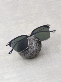 TED SMITH - Unisex Clubmaster Metal Blue-Green Sunglasses With Polarized Lenses-SUN-BENET_C6