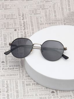 TED SMITH - Unisex Black-Silver Round Sunglasses Polarized Lenses-SUN-CHRISTOS_C1