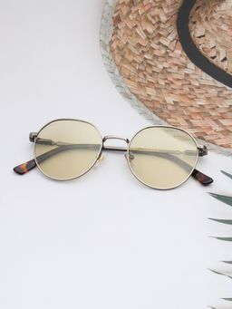 TED SMITH - Unisex Brown Lens & Silver-Toned Round Sunglasses-SUN-CHRISTOS_C4