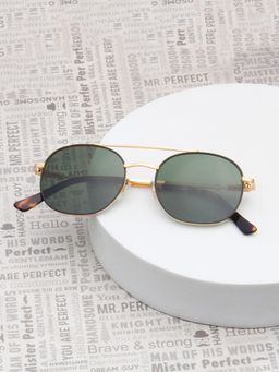 TED SMITH - Unisex Green Lens & Gold-Toned Round Sunglasses -SUN-CILLIAN_C1