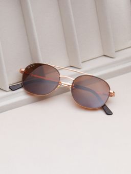 TED SMITH - Unisex Brown Lens & Gold-Toned Round Sunglasses-SUN-CILLIAN_C2
