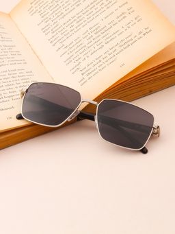 TED SMITH - Unisex Square Metal Silver-Black Sunglasses With Polarized Lenses-SUN-CLEO 2.0_C9