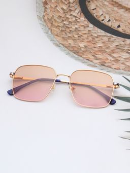 TED SMITH - Unisex Brown Lens & Gold-Toned Square Sunglasses-SUN-COSMO 2.0_C1