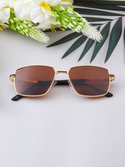 TED SMITH - Unisex Square Metal Gold-Brown Sunglasses With Polarized Lenses-SUN-DOMINIC 2.0_C1