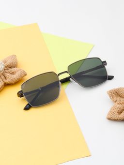 TED SMITH - Unisex Square Metal Grey-Green Sunglasses With Polarized Lenses-SUN-DOMINIC 2.0_C2