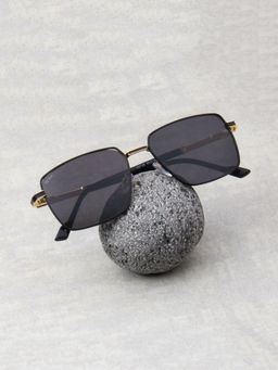 TED SMITH - Unisex Square Metal Black Sunglasses With Polarized Lenses-SUN-DOMINIC 2.0_C4