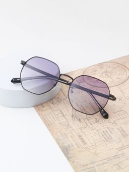 TED SMITH - Unisex Octagon Black-Purple Graded Sunglasses With Polarized Lenses-SUN-DUNE 2_C4