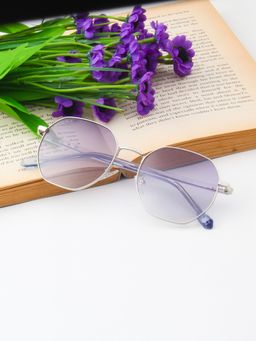 TED SMITH - Unisex Octagon Silver-Purple Graded Sunglasses With Polarized Lenses-SUN-DUNE 2_C5
