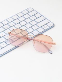 TED SMITH - Unisex Octagon Metal Gold-Brown Pink Sunglasses With Polarized Lenses-SUN-DUNE 2_C8