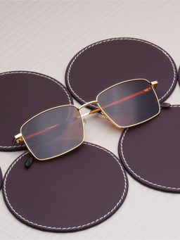 TED SMITH - Unisex Brown Lens & Gold-Toned Rectangle Sunglasses-SUN-EDEN_C1