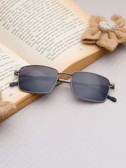 TED SMITH - Unisex Black Lens & Silver-Toned Rectangle Sunglasses-SUN-EDEN_C3