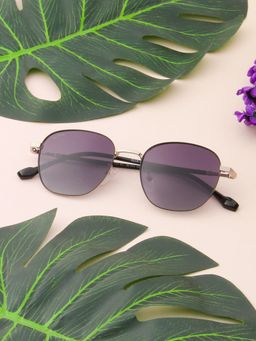 TED SMITH - Unisex Square Metal Silver-Purple Graded Sunglasses With Polarized Lenses-SUN-ELLA_C2