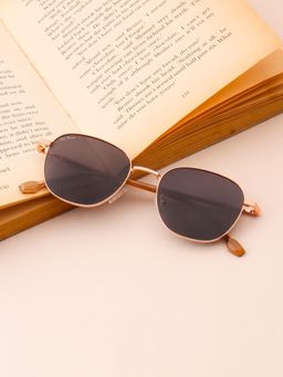 TED SMITH - Unisex Square Metal Gold-Grey Sunglasses With Polarized Lenses-SUN-ELLA_C3