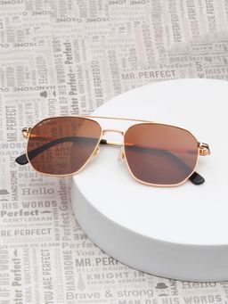 TED SMITH - Unisex Brown Lens & Gold-Toned Navigator Sunglasses-SUN-FLORIAN_C1