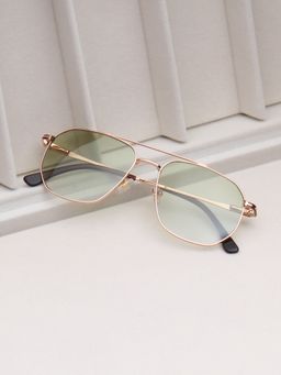 TED SMITH - Unisex Green Lens & Gold-Toned Navigator Sunglasses-SUN-FLORIAN_C2