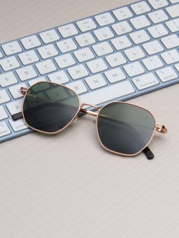 TED SMITH - Unisex Green Lens & Gold-Toned Sunglasses-SUN-IVO_C1