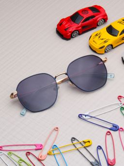 TED SMITH - Unisex Purple Lens & Gold-Toned Sunglasses-SUN-IVO_C3