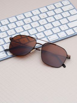 TED SMITH - Unisex Brown Lens & Grey-Toned Aviator Sunglasses-SUN-JULES_C4