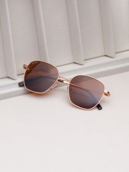 TED SMITH - Unisex Brown Lens & Gold-Toned Sunglasses-SUN-LINUS_C1