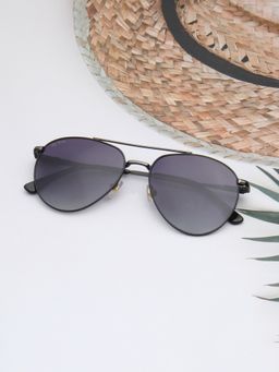 TED SMITH - Unisex Purple Lens & Grey-Toned Aviator Sunglasses -SUN-MAGNUS_C2