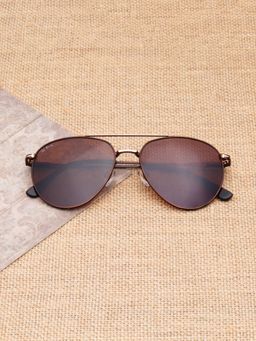 TED SMITH - Unisex Brown Lens & Gold-Toned Aviator Sunglasses-SUN-MAGNUS_C3