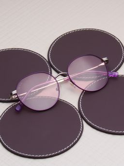TED SMITH - Unisex Pink Lens & Purple Round Sunglasses-SUN-NAEL_C3
