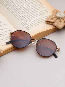 TED SMITH - Unisex Brown Lens & Black Round Sunglasses-SUN-NAEL_C4