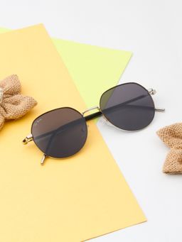 TED SMITH - Unisex Round Metal Silver-Black Sunglasses With Polarized Lenses-SUN-NIKO_C10
