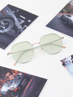 TED SMITH - Unisex Round Metal Blue-Green Sunglasses With Polarized Lenses-SUN-NIKO_C8