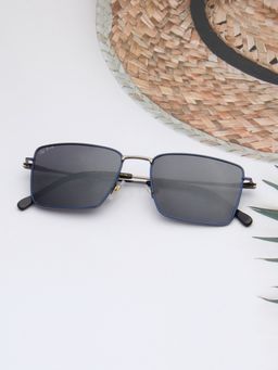 TED SMITH - Unisex Black Lens & Grey-Toned Rectangle Sunglasses -SUN-NOEL_C3