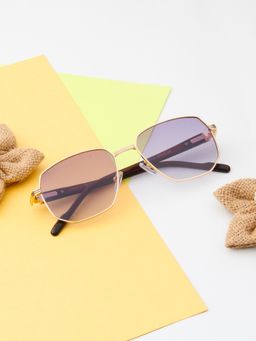 TED SMITH - Unisex Geometrical Metal Gold-Purple Graded Sunglasses With Polarized Lenses-SUN-REGAL_C4