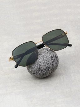 TED SMITH - Unisex Geometrical Metal Gold-Green Sunglasses With Polarized Lenses-SUN-REGAL_C5