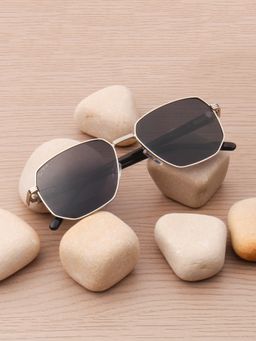 TED SMITH - Unisex Geometrical Metal Silver-Balck Sunglasses With Polarized Lenses-SUN-REGAL_C9