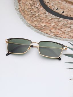 TED SMITH - Unisex Green Lens & Black Rectangle Sunglasses-SUN-SVEN_C1