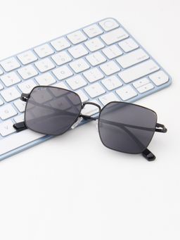 TED SMITH - Unisex Square Metal Black Sunglasses With Polarized Lenses-SUN-VERNEY_C1