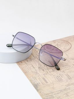 TED SMITH - Unisex Square Silver Black-Purple Sunglasses With Polarized Lenses-SUN-VERNEY_C6