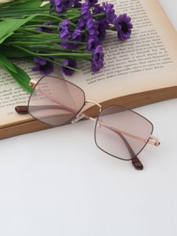 TED SMITH - Unisex Square Metal Gold-Brown Graded Sunglasses With Polarized Lenses-SUN-VERNEY_C8