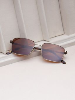TED SMITH - Unisex Brown Lens & Silver-Toned Rectangle Sunglasses-SUN-VITO 2.0_C3