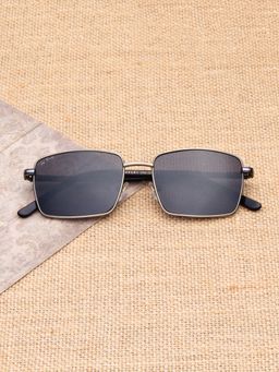 TED SMITH - Unisex Black Lens & Silver-Toned Rectangle Sunglasses-SUN-VITO 2.0_C4