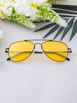 TED SMITH - Unisex Aviator Metal Black-Yellow Sunglasses With Polarized Lenses-WINDSOR_C2