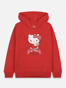 Kidsville - Hello Kitty Printed Bright Red Hoodie for Girls