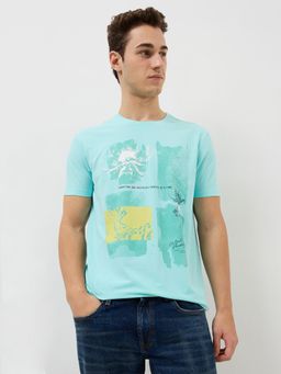 Spykar - Men Blue Slim Fit Graphic Half Sleeve Casual T-Shirt